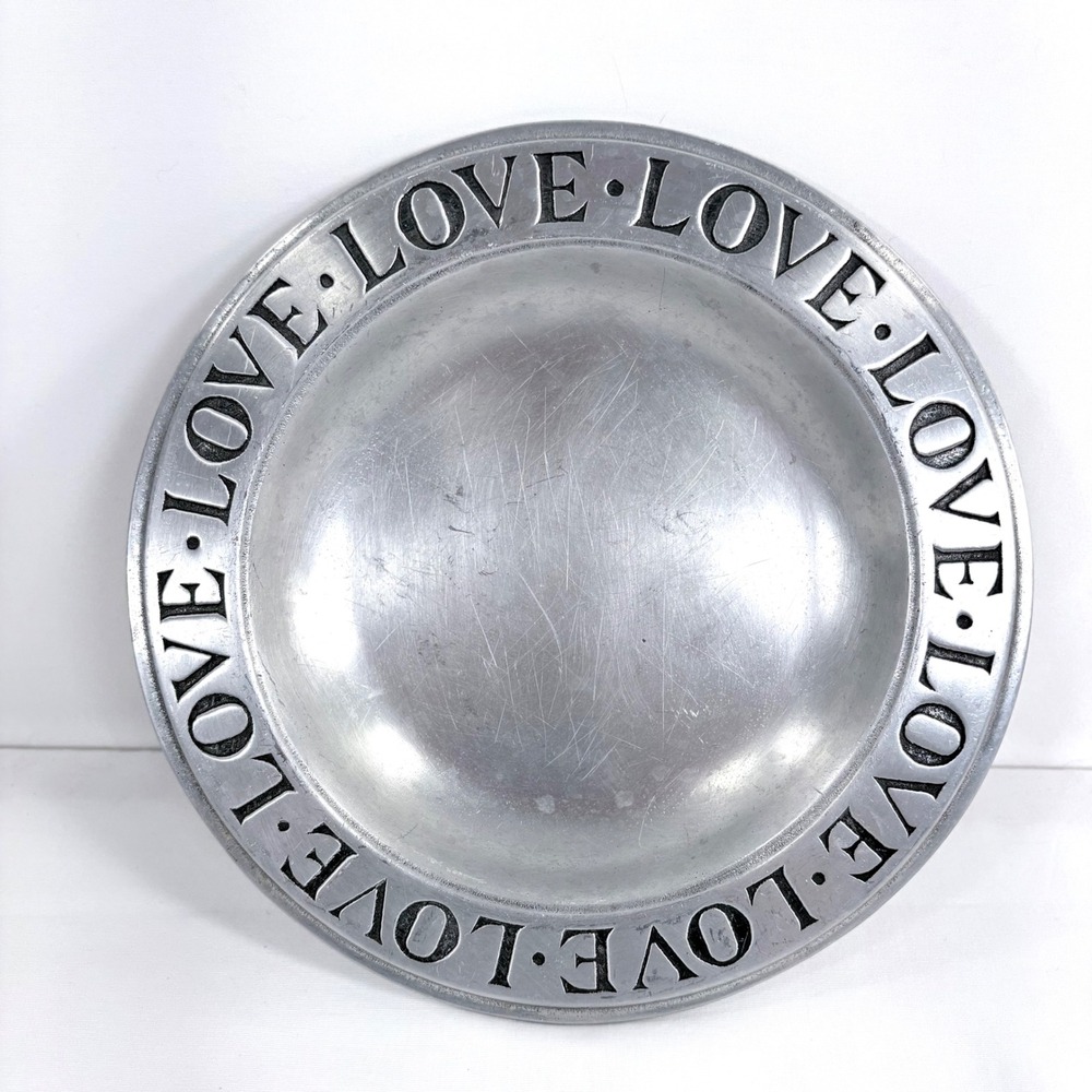 Wilton Armetale Bowl Silver Love Rim Pewter Alternative 9.25 Inch Round